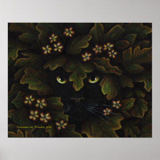Greenman Black Cat Natature Forest Art Poster