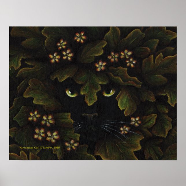 Greenman Black Cat Natature Forest Art Poster (Framsidan)