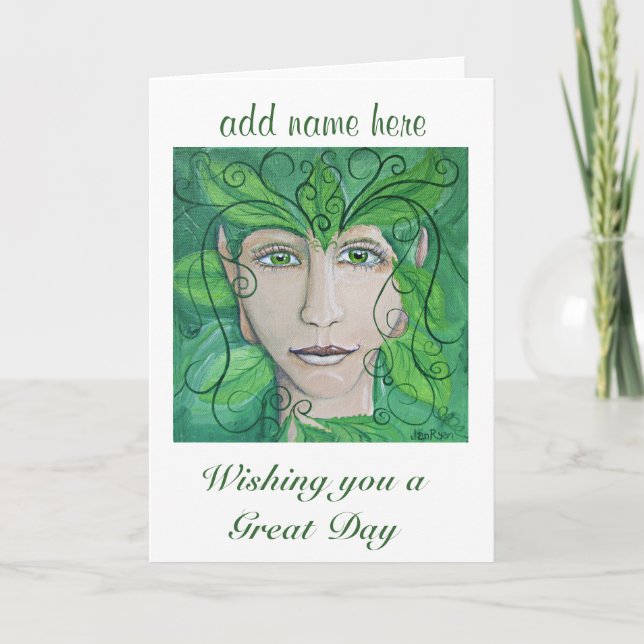 Greenman Greeting Card, Wood Nymph, Sprite Kort (Framsida)