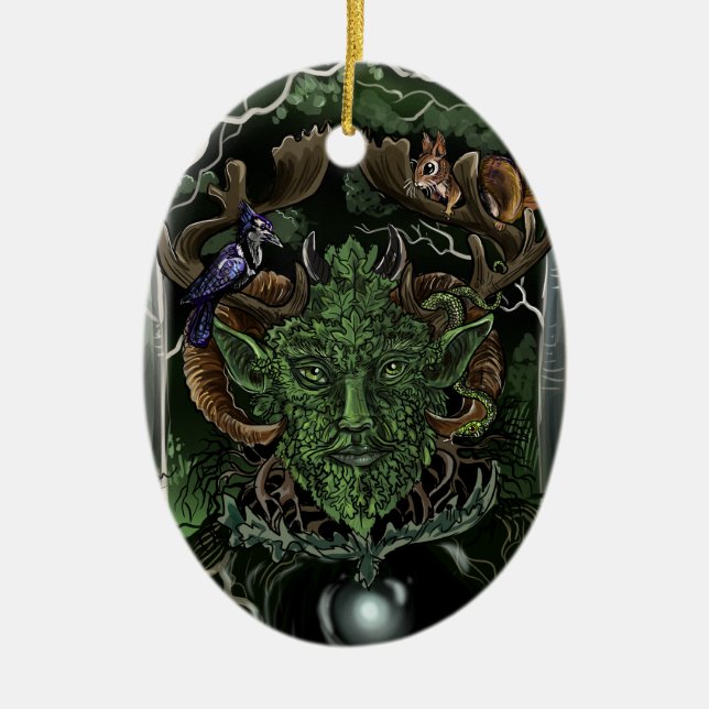 GreenMan~ornament Julgransprydnad Keramik (Framsidan)