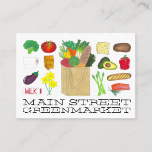 Greenmarket Livsmedel som köper frukt, grönsaker o Visitkort