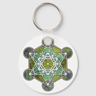GreenMetatronCube Nyckelring