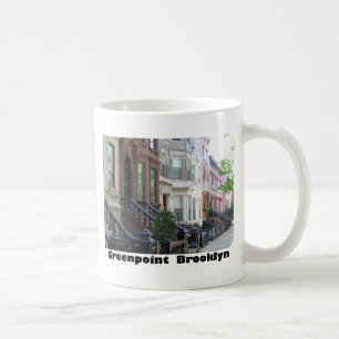 Greenpoint Brooklyn rödbrun sandstenbyggnader Kaffemugg