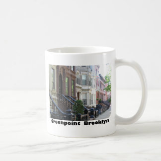 Greenpoint Brooklyn rödbrun sandstenbyggnader Kaffemugg