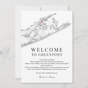 Greenport NY Karta Bröllop Välkomstordsvit Tack Kort