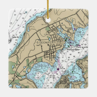 Greenport NY Nautical Diagram jul Julgransprydnad Keramik