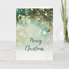 Greens, blues & Godl Merry Christmas  Kort
