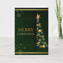 Greens & Golds "Merry Christmas" Christmas card Kort