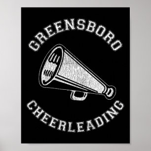Greensboro Cheer Distressed Retro 90-tals Cheerlea Poster