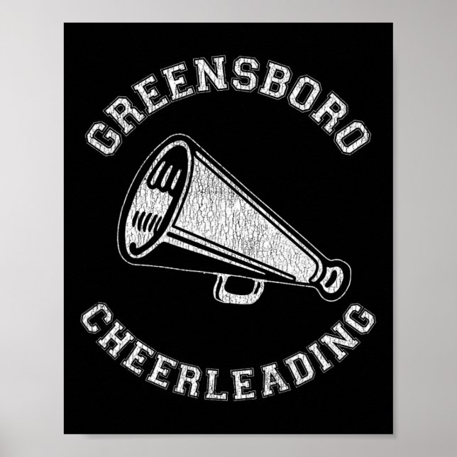 Greensboro Cheer Distressed Retro 90-tals Cheerlea Poster (Framsidan)