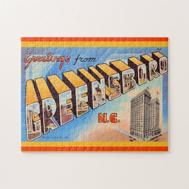 Greensboro NC Hälsningar 11x14 Pussel (Horisontell)