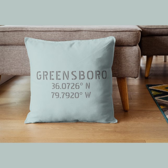 Greensboro NC Latitude- och longitudkoordinater Kudde (Skapare uppladdad)