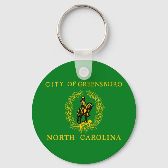 Greensboro (North Carolina) City flagga Keychain Nyckelring (Framsida)