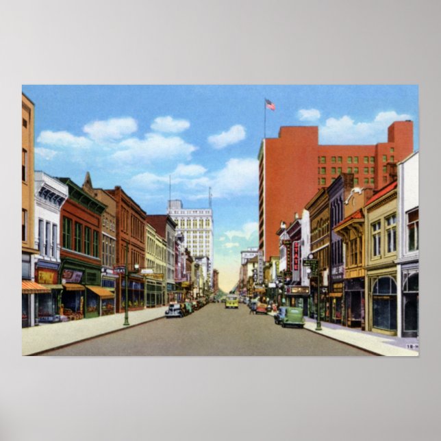 Greensboro North Carolina Elm Street Poster (Framsidan)