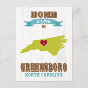 Greensboro, North Carolina Karta – Hemmet är där Vykort
