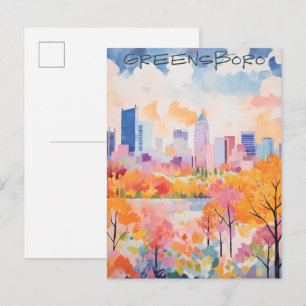 Greensboro North Carolina Resa Stad Estetik Vykort