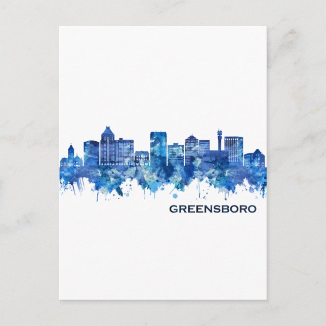 Greensboro North Carolina Skyline Blue Helg Vykort (Framsida)