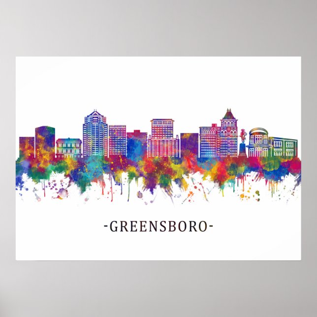Greensboro North Carolina Skyline Poster (Framsidan)