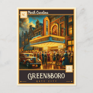 Greensboro, North Carolina VINTAGE Vykort