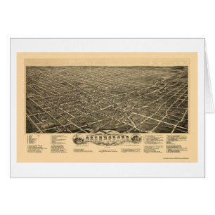 Greensboro panorama- karta för NC - 1891 Hälsningskort