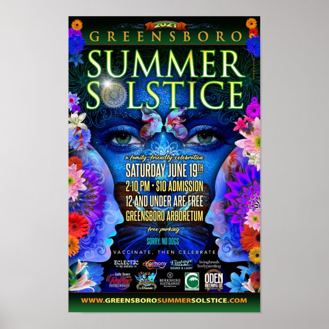 Greensboro Summer Solstice 2021 Minnessak Poster (Framsidan)