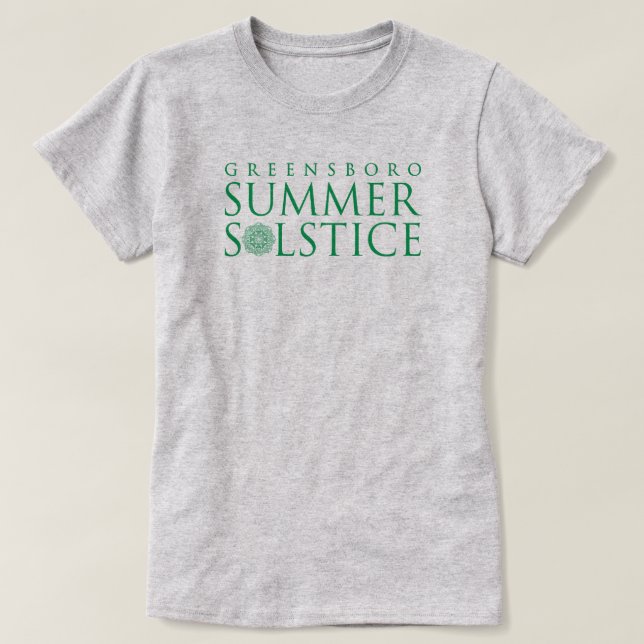 Greensboro Summer Solstice Enkel Grönt om Grått T Shirt (Design framsida)