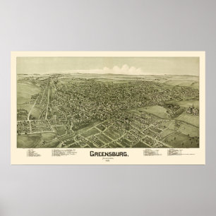 Greensburg panorama- karta för PA - 1901 Poster