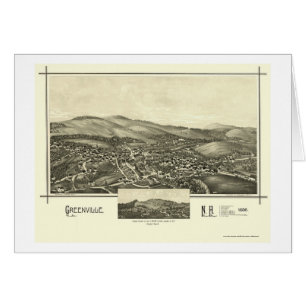 Greenville panorama- karta för NH - 1886 Hälsningskort