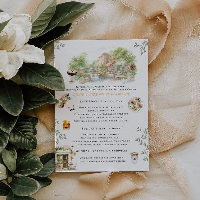 Greenville SC Bachelorette Weekend Itinerary Inbjudningar (Skapare uppladdad)