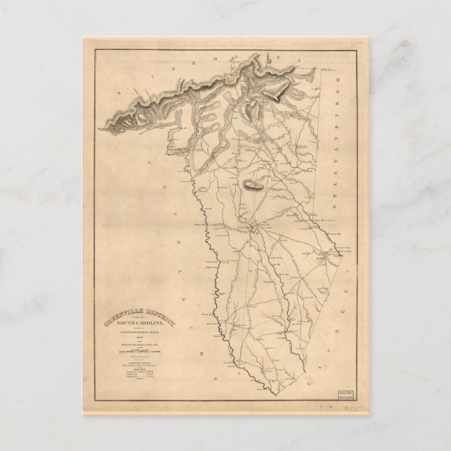 Greenville South Carolina 1820 vykort (Framsida)