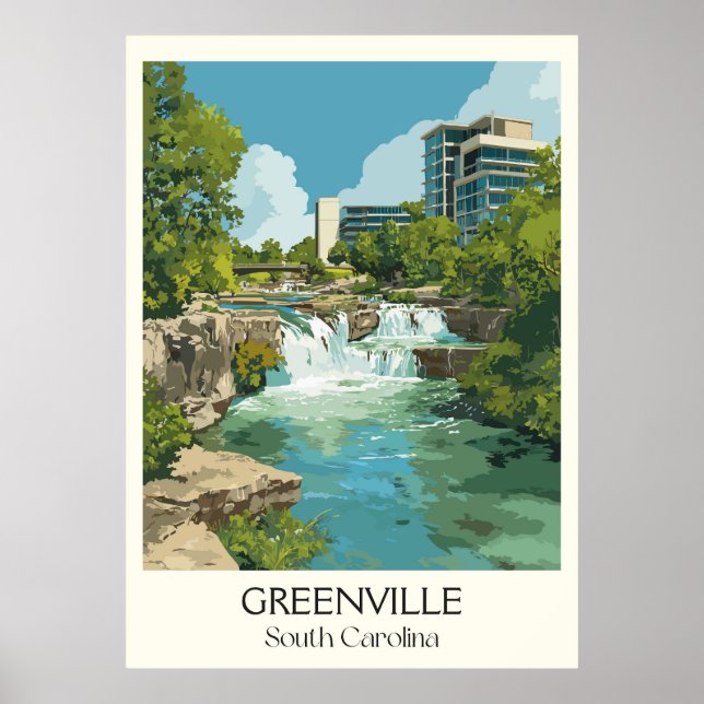 Greenville South Carolina Falls Park Poster (Framsidan)