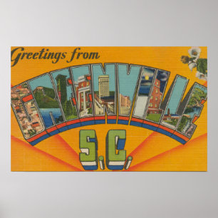 Greenville, South Carolina - Large Brev Scenes Poster