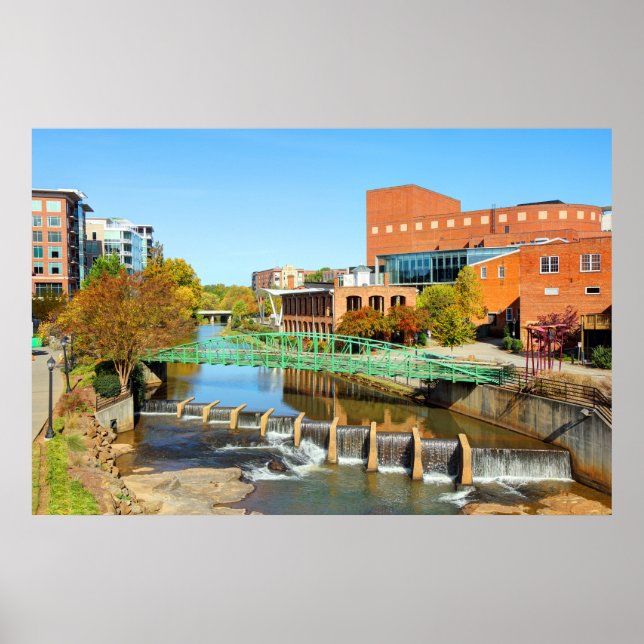 Greenville, South Carolina Reedy River Downtown Poster (Framsidan)