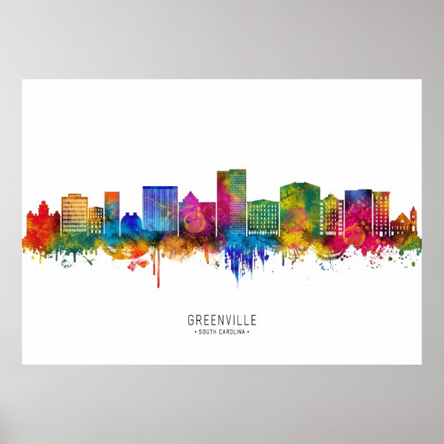 Greenville South Carolina Siluett Poster (Framsidan)