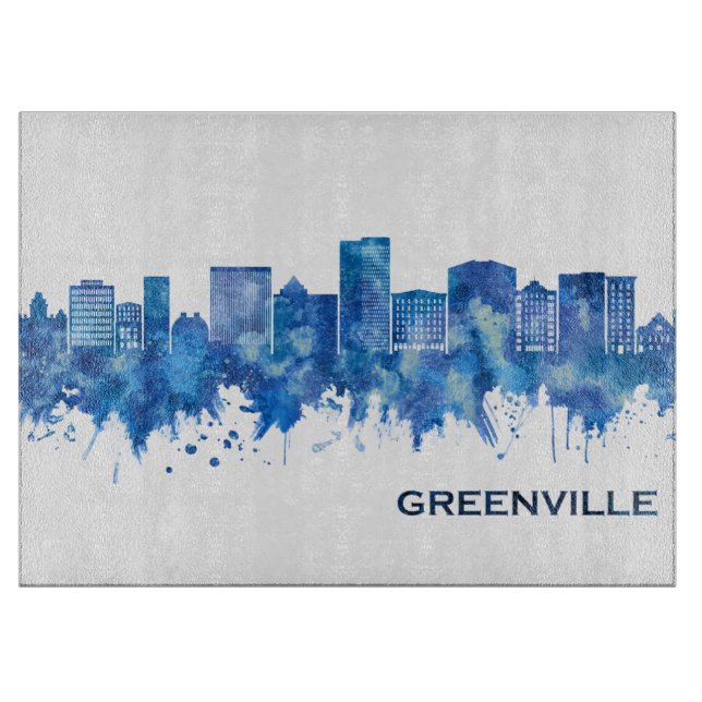 Greenville South Carolina Skyline Blue (Framsidan)