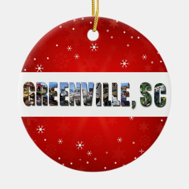 Greenville South Carolina Travel Foton jul Julgransprydnad Keramik (Framsidan)