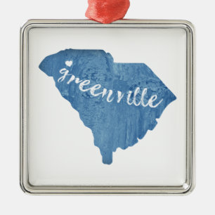 Greenville South Carolina Wood Grain Julgransprydnad Metall