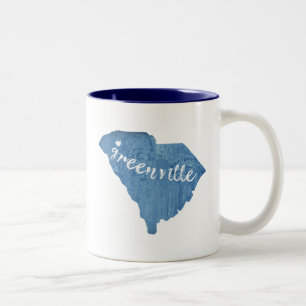 Greenville South Carolina Wood Grain Två-Tonad Mugg