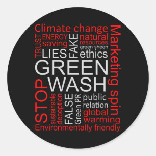 Greenwash Fake Ligger Deception Runt Klistermärke