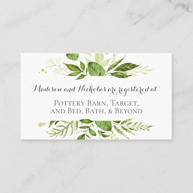 GreenWedding-registret Infoga kort Rustic Greenery (Framsida)