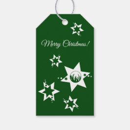 GreenWhite Stars Gräsmatta Care God jul Presentetikett