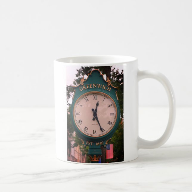 Greenwich Avenue Post Clock, Greenwich, CT Kaffemugg (Höger)