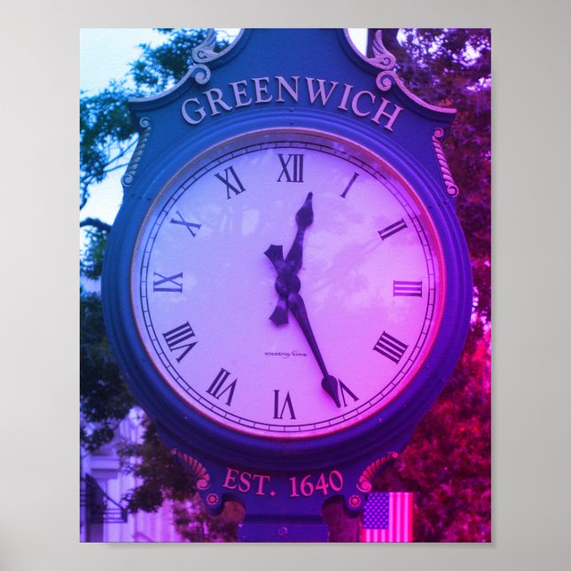 Greenwich Avenue Post Clock, Greenwich, CT Poster (Framsidan)