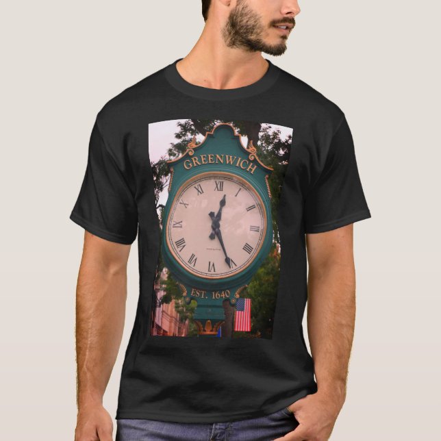 Greenwich Avenue Post Clock, Greenwich, CT T Shirt (Framsida)