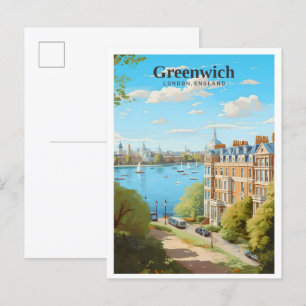 Greenwich London England Art Vintage resor Vykort