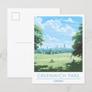 Greenwich Park London England Vintage resor Vykort