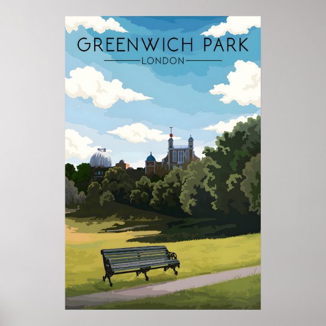 Greenwich Park London Resemålning Plakat Poster (Framsidan)