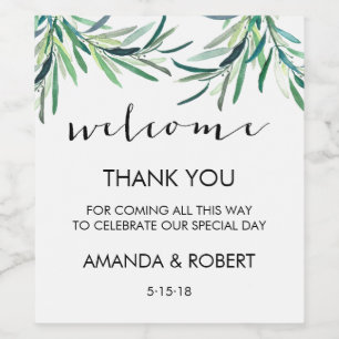 Greenwiska välkomstpåsar eller vin-märkning vinflaska etikett