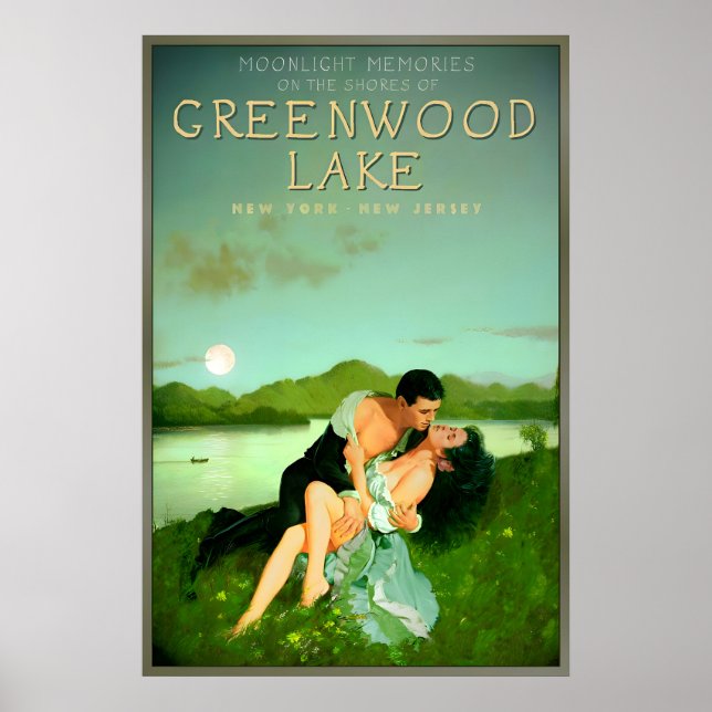 Greenwood Lake New York New Jersey Månsken Poster (Framsidan)