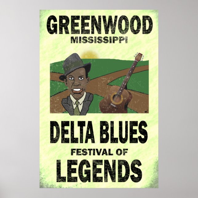 Greenwood Mississippi Delta Blues Poster (Framsidan)